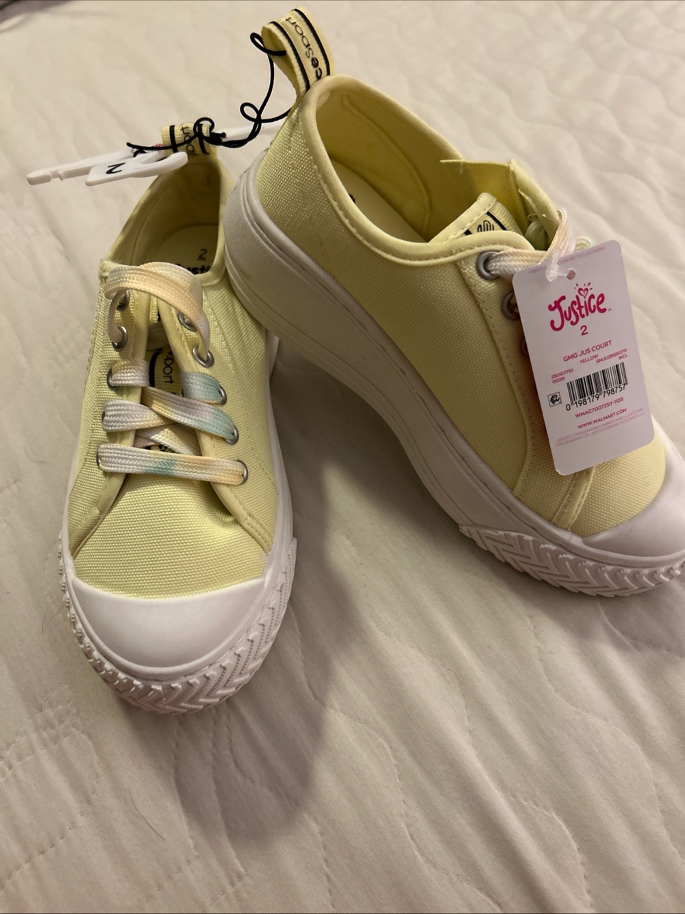 Justice Yellow Canvas Platform Sneakers with White Soles